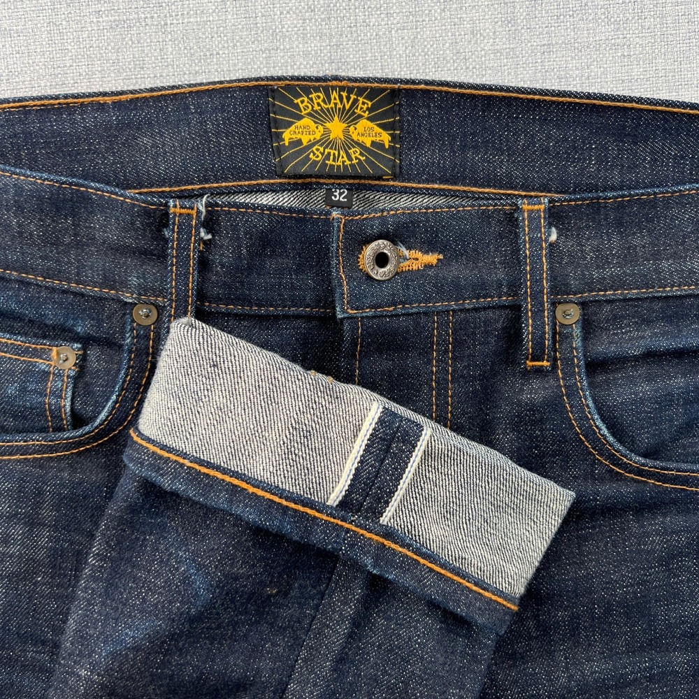 Brave Star Selvedge The Slim Taper Jeans Men 32x31 Indigo Raw Denim USA Made